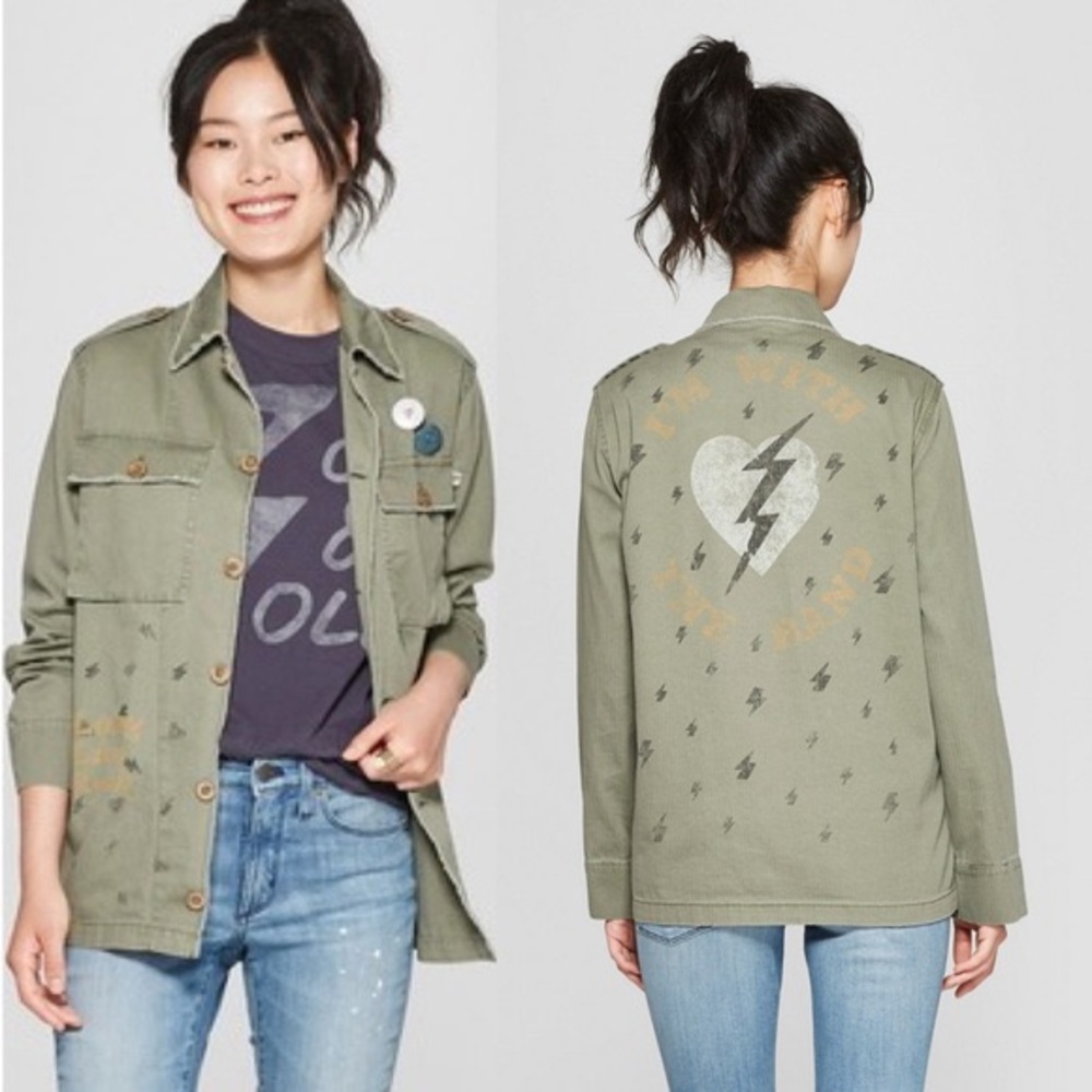 Junk Food Clothing Olive Green Utility Jacket with Back Graphic